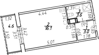 Планировка — Полис ЛАВрики, Студия, 23 м²