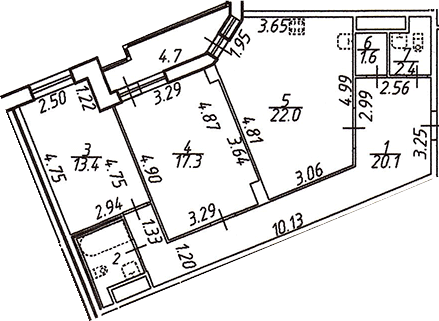 Планировка — Шекспир, 3-комн., 80 м²