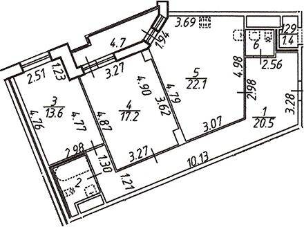 Планировка — Шекспир, 3-комн., 79 м²