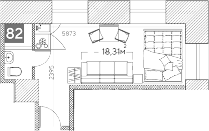 Планировка — Park Side, Студия, 19 м²