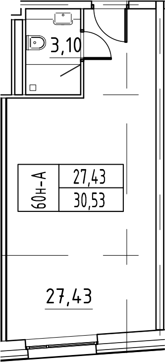 Планировка — ЙЕС Лидер, Студия, 31 м²