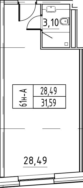 Планировка — ЙЕС Лидер, Студия, 32 м²