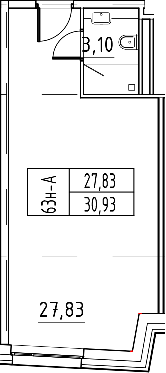 Планировка — ЙЕС Лидер, Студия, 31 м²