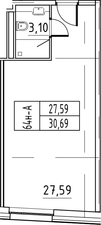 Планировка — ЙЕС Лидер, Студия, 31 м²