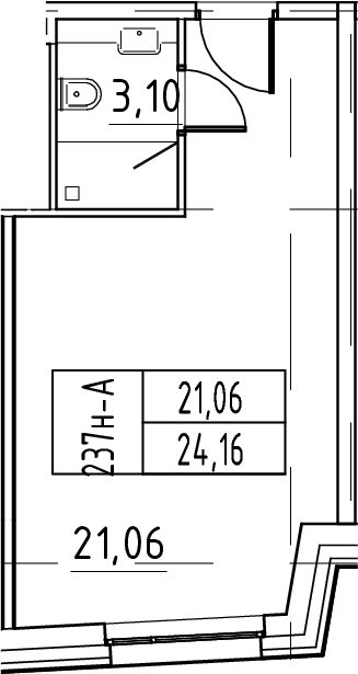 Планировка — ЙЕС Лидер, Студия, 24 м²