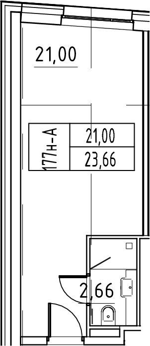 Планировка — ЙЕС Лидер, Студия, 24 м²
