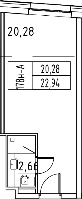 Планировка — ЙЕС Лидер, Студия, 23 м²