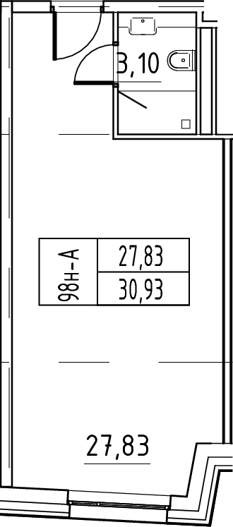 Планировка — ЙЕС Лидер, Студия, 31 м²