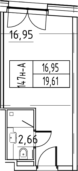 Планировка — ЙЕС Лидер, Студия, 20 м²