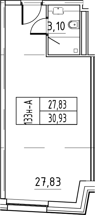 Планировка — ЙЕС Лидер, Студия, 31 м²