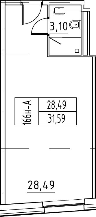 Планировка — ЙЕС Лидер, Студия, 32 м²