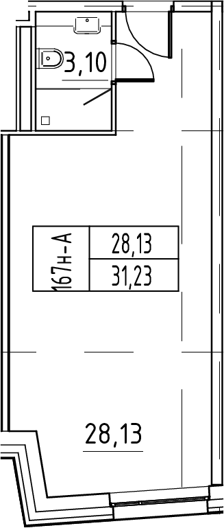 Планировка — ЙЕС Лидер, Студия, 31 м²