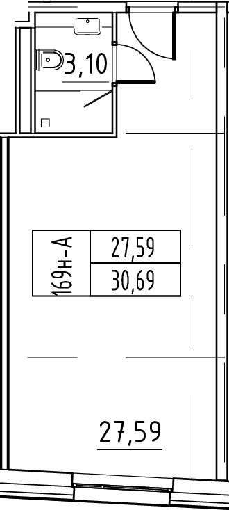 Планировка — ЙЕС Лидер, Студия, 31 м²
