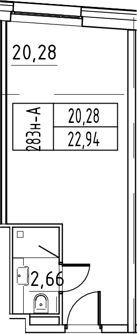 Планировка — ЙЕС Лидер, Студия, 23 м²