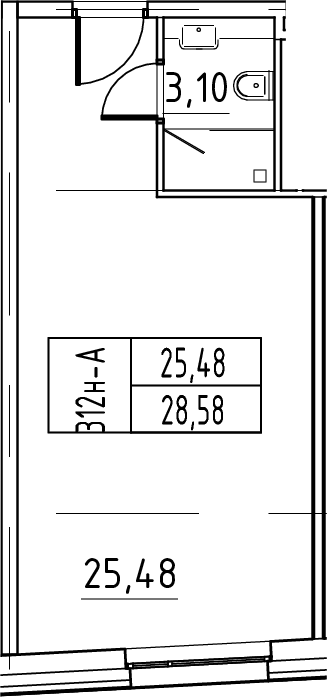 Планировка — ЙЕС Лидер, Студия, 29 м²