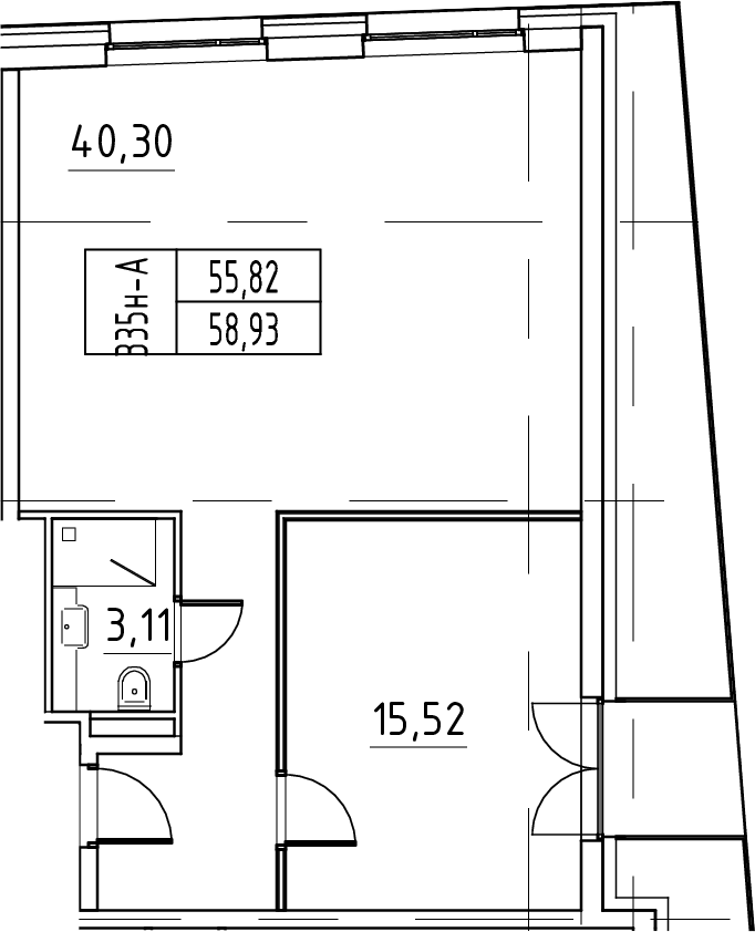 Планировка — ЙЕС Лидер, 2-комн., 59 м²