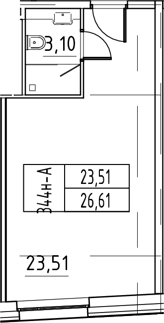 Планировка — ЙЕС Лидер, Студия, 27 м²