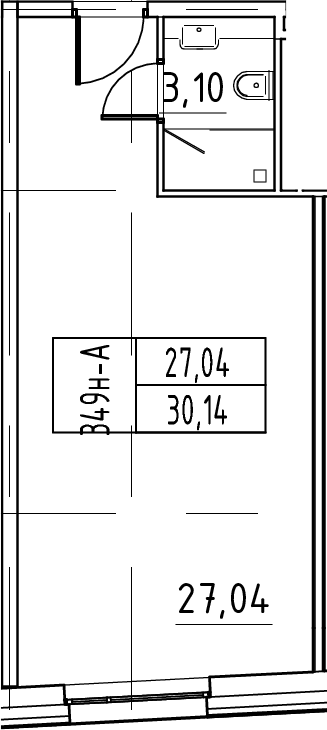 Планировка — ЙЕС Лидер, Студия, 30 м²