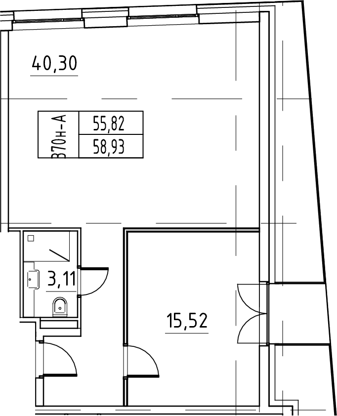 Планировка — ЙЕС Лидер, 2-комн., 59 м²