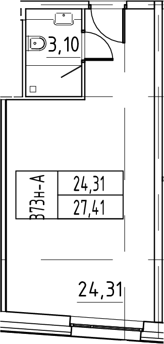 Планировка — ЙЕС Лидер, Студия, 27 м²