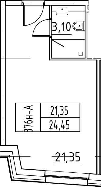 Планировка — ЙЕС Лидер, Студия, 24 м²