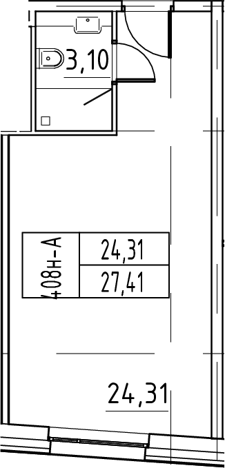 Планировка — ЙЕС Лидер, Студия, 27 м²