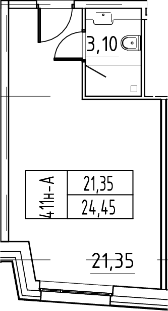 Планировка — ЙЕС Лидер, Студия, 24 м²
