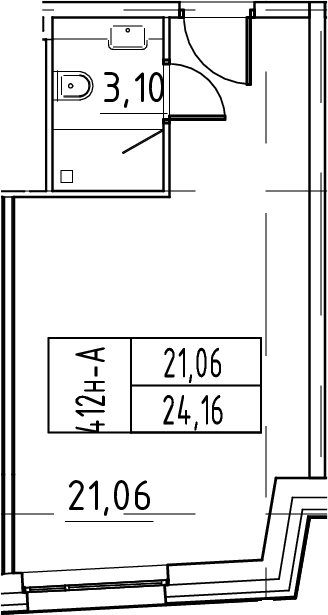 Планировка — ЙЕС Лидер, Студия, 24 м²