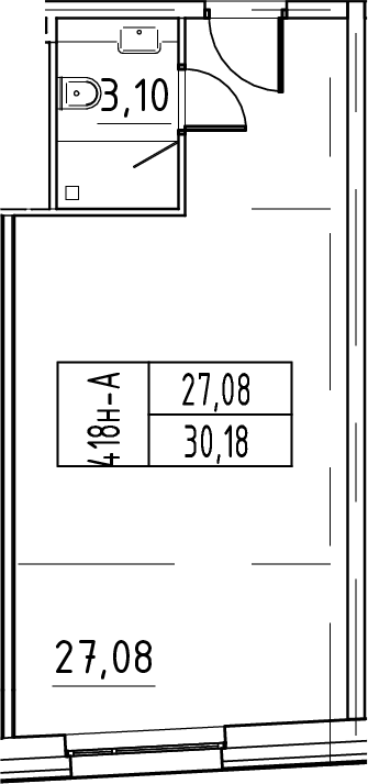 Планировка — ЙЕС Лидер, Студия, 30 м²