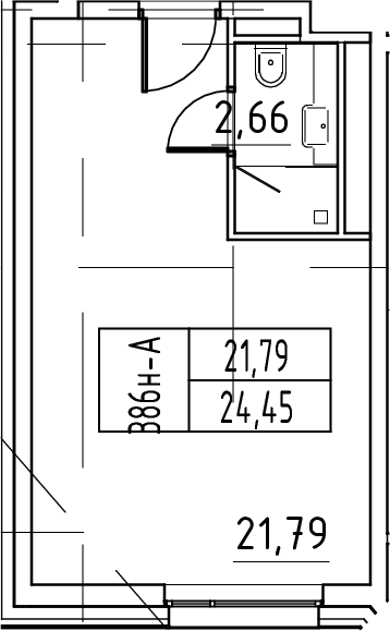 Планировка — ЙЕС Лидер, Студия, 24 м²