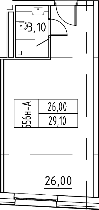 Планировка — ЙЕС Лидер, Студия, 29 м²