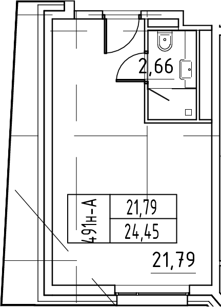 Планировка — ЙЕС Лидер, Студия, 24 м²