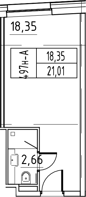 Планировка — ЙЕС Лидер, Студия, 21 м²