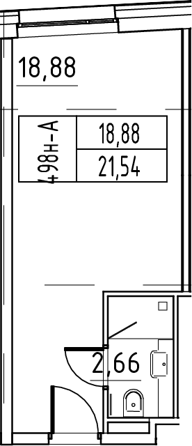 Планировка — ЙЕС Лидер, Студия, 22 м²