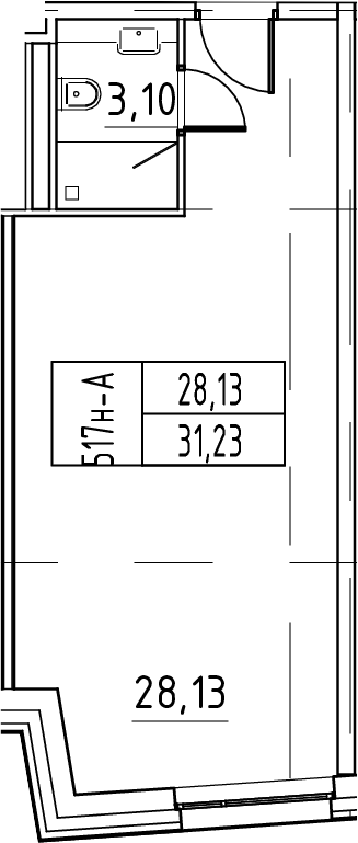 Планировка — ЙЕС Лидер, Студия, 31 м²