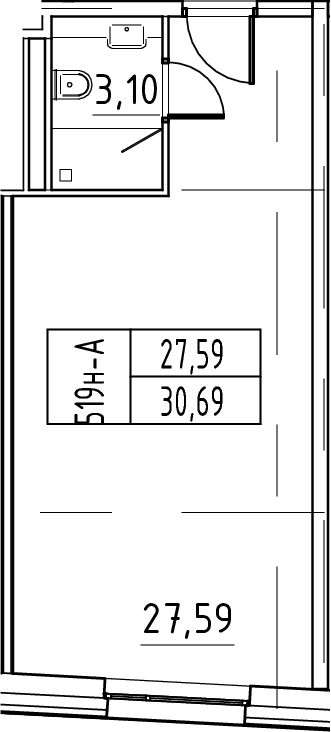 Планировка — ЙЕС Лидер, Студия, 31 м²