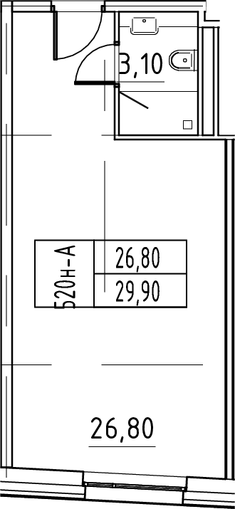Планировка — ЙЕС Лидер, Студия, 30 м²
