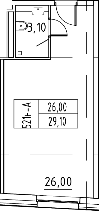 Планировка — ЙЕС Лидер, Студия, 29 м²