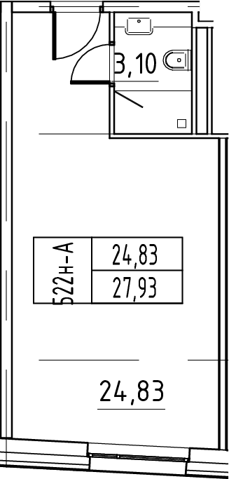 Планировка — ЙЕС Лидер, Студия, 28 м²