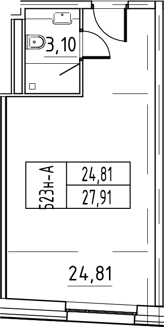 Планировка — ЙЕС Лидер, Студия, 28 м²