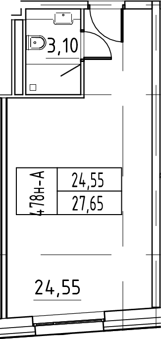 Планировка — ЙЕС Лидер, Студия, 28 м²