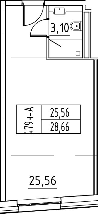 Планировка — ЙЕС Лидер, Студия, 29 м²