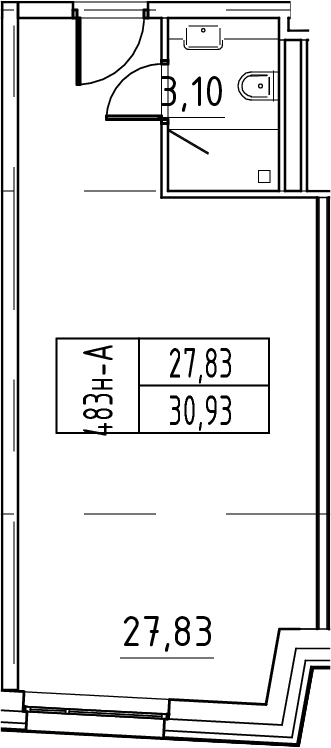 Планировка — ЙЕС Лидер, Студия, 31 м²