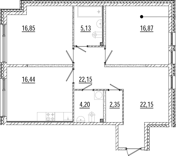 Планировка — Мануфактура, 2-комн., 84 м²