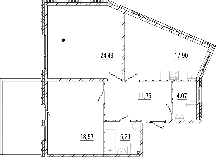 Планировка — Мануфактура, 2-комн., 82 м²