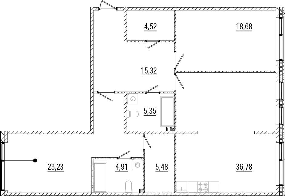 Планировка — Мануфактура, 2-комн., 114 м²