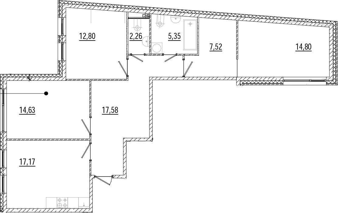Планировка — Мануфактура, 3-комн., 92 м²