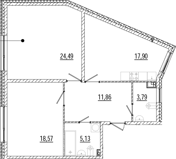 Планировка — Мануфактура, 2-комн., 82 м²