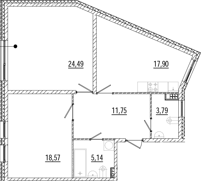 Планировка — Мануфактура, 2-комн., 82 м²