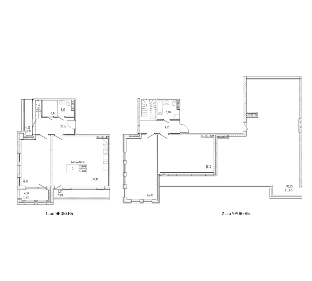 Планировка — Мануфактура, 3-комн., 139 м²